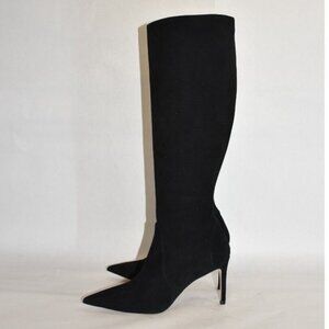 STUART WEITZMAN Stuart 85 Black Suede Knee-High Zip Boots -Size 8
